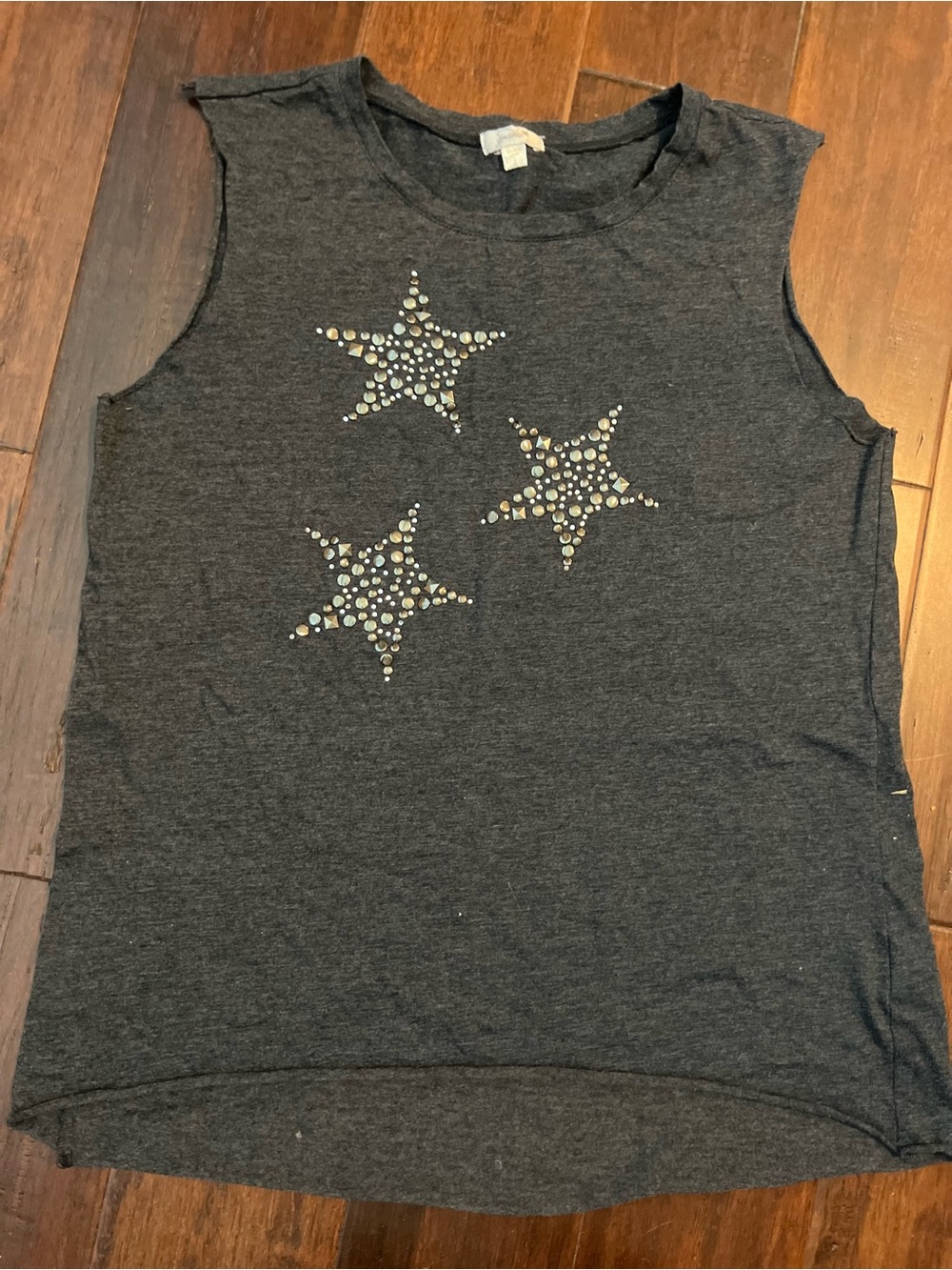 Grane Charcoal Sleeveless Tank with Studded Star Design